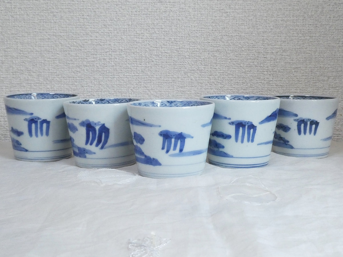 古伊万里 山家風景図 そば猪口 5客揃い – n3curio