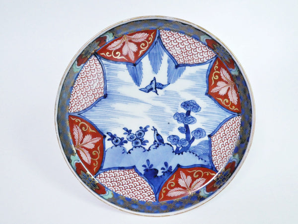 古伊万里　色絵　花鳥図　青海波　五寸皿　五枚