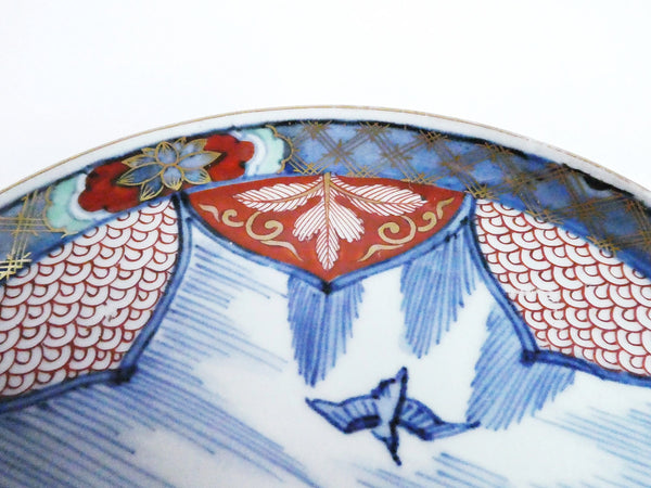 古伊万里　色絵　花鳥図　青海波　五寸皿　五枚