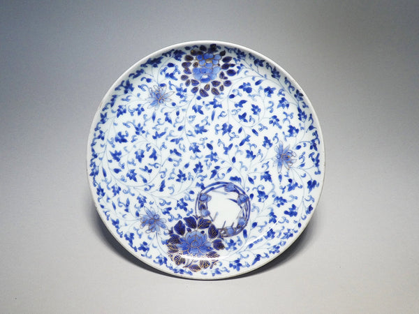 Koimari Ai Persimmon Wreath Five-inch Plate Kinsai Hana Karakusa Approximately 16 cm