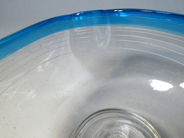 青縁　輪線　角　隅切り　硝子　鉢　ガラス