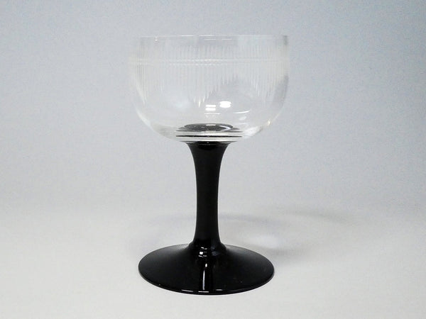 Black stem cut glass glass