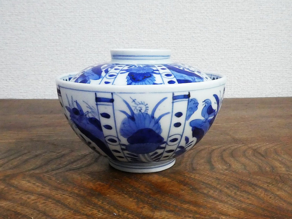 古伊万里 扶養手 鳥と花の図 大振り蓋茶碗 – n3curio