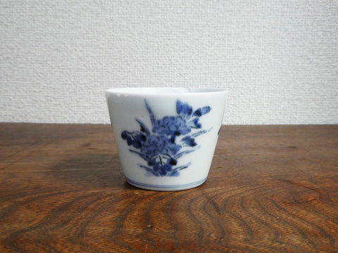 古伊万里　紙摺り印判　花の図　江戸印判　そば猪口　蕎麦猪口