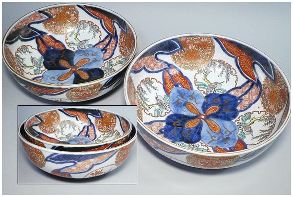 古伊万里色絵大鉢2客